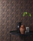 Khroma La Vie En Rose vlies anyagú fekete, bronz, csillámos színű leveles modern tapéta