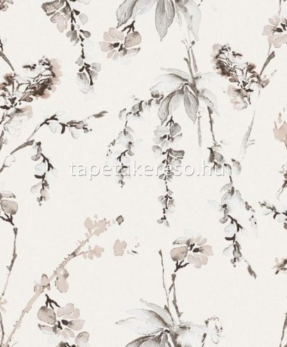 Khroma La Vie En Rose vlies anyagú beige, barna színű leveles modern tapéta