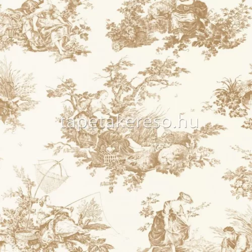 Casadeco LES BELLES TOILES DE JOUY vlies anyagú fehér, barna színű életkép romantikus tapéta