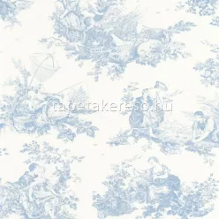   Casadeco LES BELLES TOILES DE JOUY vlies anyagú fehér, kék színű életkép romantikus tapéta