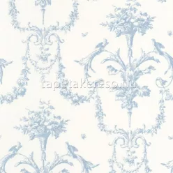   Casadeco LES BELLES TOILES DE JOUY vlies anyagú fehér, kék színű barokk, virágos romantikus tapéta