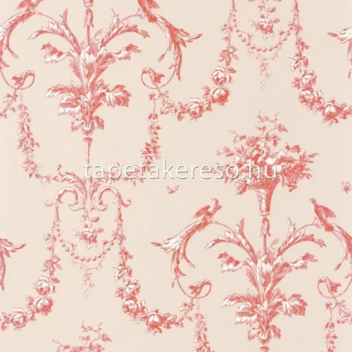 Casadeco LES BELLES TOILES DE JOUY vlies anyagú beige, piros színű barokk, virágos romantikus tapéta