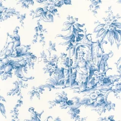   Casadeco LES BELLES TOILES DE JOUY vlies anyagú fehér, kék színű életkép romantikus tapéta