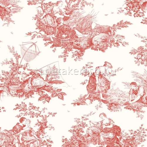 Casadeco LES BELLES TOILES DE JOUY pamut anyagú fehér, piros színű életkép romantikus textil