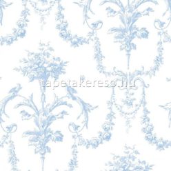   Casadeco LES BELLES TOILES DE JOUY pamut anyagú kék, fehér színű barokk, virágos romantikus textil