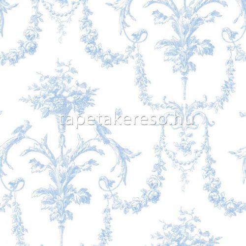 Casadeco LES BELLES TOILES DE JOUY pamut anyagú kék, fehér színű barokk, virágos romantikus textil