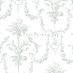   Casadeco LES BELLES TOILES DE JOUY pamut anyagú fehér, zöld színű barokk, virágos romantikus textil