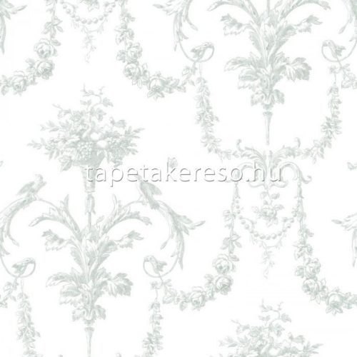 Casadeco LES BELLES TOILES DE JOUY pamut anyagú fehér, zöld színű barokk, virágos romantikus textil