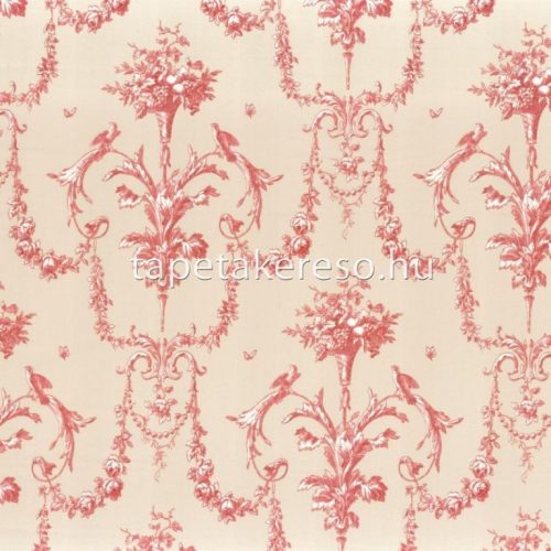 Casadeco LES BELLES TOILES DE JOUY pamut anyagú beige, piros színű barokk, virágos romantikus textil