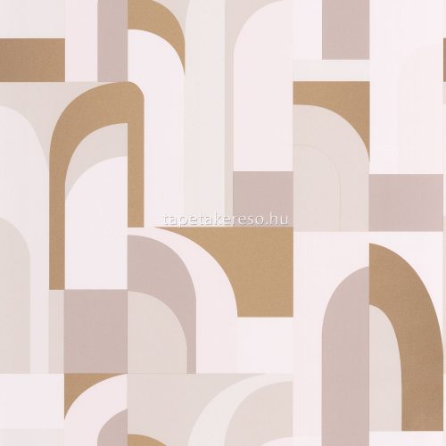 Caselio LABYRINTH vinyl, vlies anyagú fehér, arany, rózsaszín, mályva színű art deco, geometriai modern tapéta