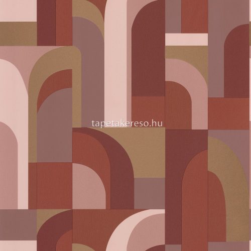 Caselio LABYRINTH vinyl, vlies anyagú terrakotta, arany, barna, barack színű geometriai modern tapéta