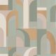 Caselio LABYRINTH vinyl, vlies anyagú arany, zöld, türkiz, fehér színű geometriai modern tapéta