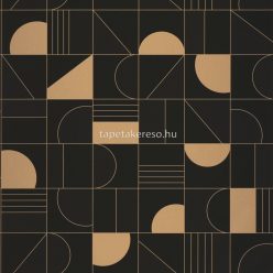   Caselio LABYRINTH vinyl, vlies anyagú fekete, arany színű art deco, geometriai modern tapéta