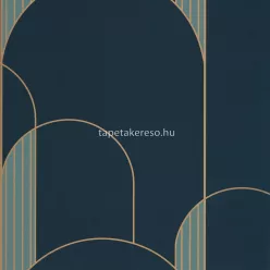   Caselio LABYRINTH vinyl, vlies anyagú kék, arany, türkiz színű art deco, geometriai modern tapéta
