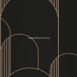   Caselio LABYRINTH vinyl, vlies anyagú fekete, arany színű art deco, geometriai modern tapéta