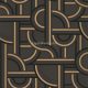 Caselio LABYRINTH vinyl, vlies anyagú fekete, arany, szürke színű art deco, geometriai modern tapéta