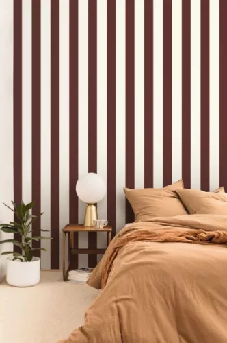 Caselio Light vinyl, vlies anyagú, bordó, fehér színű, csíkos, Modern tapéta
