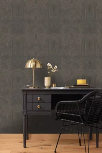Caselio Light vinyl, vlies anyagú, szürke, arany színű, geometriai, Modern tapéta