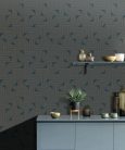 Caselio Light vinyl, vlies anyagú, kék, arany színű, geometriai, Modern tapéta