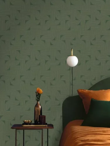 Caselio Light vinyl, vlies anyagú, zöld, arany színű, geometriai, Modern tapéta