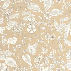   Caselio Light vlies anyagú, fehér, beige színű, virágos, Modern tapéta