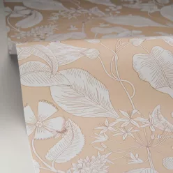   Caselio Light vlies anyagú, fehér, beige színű, virágos, Modern tapéta