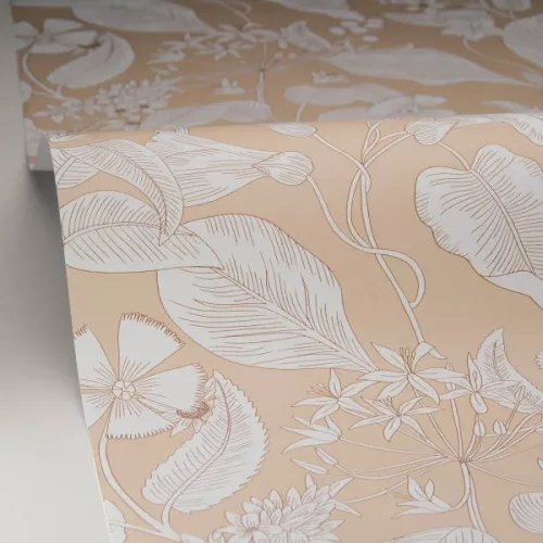 Caselio Light vlies anyagú, fehér, beige színű, virágos, Modern tapéta