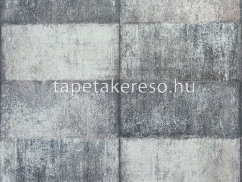 Omexco Loft üveggyöngy, vlies anyagú szürke, barna, törtfehér színű kockás modern tapéta
