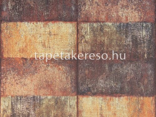 Omexco Loft üveggyöngy, vlies anyagú narancssárga, sárga, barna színű kockás modern tapéta