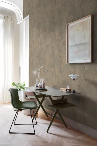 Limonta Materea vlies, vinyl anyagú, zöld, arany színű, struktúrált, geometriai, Modern tapéta