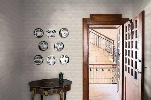 Limonta Materea vlies, vinyl anyagú, beige színű, bőrhatású, kockás, Modern tapéta