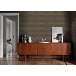   Limonta Materea vlies, vinyl anyagú, szürke színű, bőrhatású, kockás, Modern tapéta
