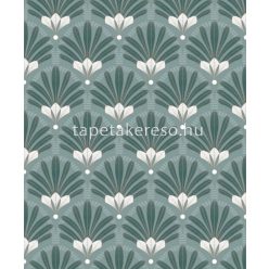   Ugepa Elegance habos, vlies anyagú zöld, fehér, beige színű leveles, art deco modern tapéta