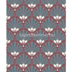  Ugepa Elegance habos, vlies anyagú bordó, fehér, kék színű leveles, art deco modern tapéta