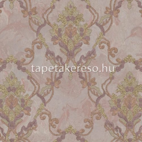 Zambaiti Parati MURELLA SPLENDOR vlies, vinyl anyagú mályva, arany, csillámos színű barokk klasszikus tapéta