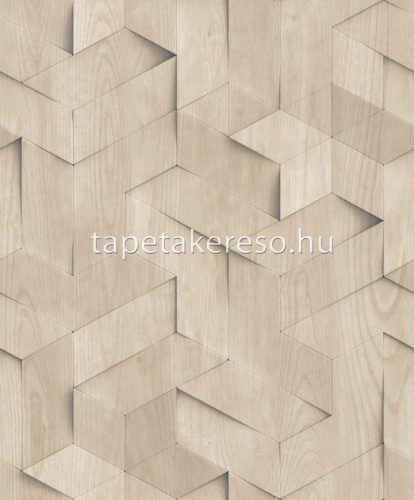 Ugepa Brut vlies, vinyl anyagú beige színű 3d, geometriai, famintás industrial tapéta