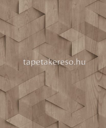 Ugepa Brut vlies, vinyl anyagú barna színű 3d, geometriai, famintás industrial tapéta