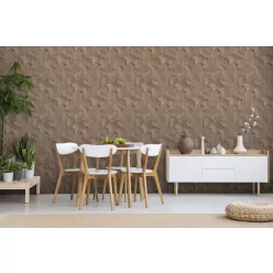   Ugepa Brut vlies, vinyl anyagú barna színű 3d, geometriai, famintás industrial tapéta