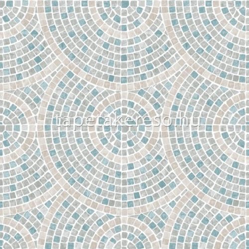 Ugepa Artifice vlies, vinyl anyagú szürke, barna, kék színű mozaik, körös modern tapéta