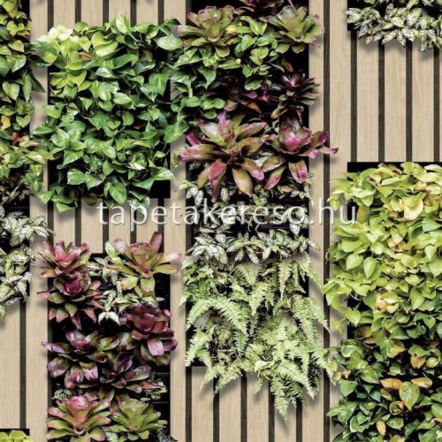 Ugepa Artifice vlies, vinyl anyagú barna, fekete, zöld, rózsaszín színű famintás, növényes modern tapéta