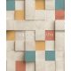 Ugepa Artifice vlies, vinyl anyagú beige, zöld, sárga, terrakotta színű 3d, kockás, famintás modern tapéta