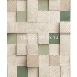   Ugepa Artifice vlies, vinyl anyagú zöld, beige, barna színű 3d, kockás, famintás modern tapéta