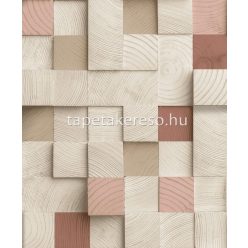   Ugepa Artifice vlies, vinyl anyagú barna, beige, mályva színű 3d, kockás, famintás modern tapéta