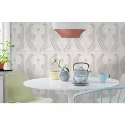   Marburg Jubilaums 175 vlies, vinyl anyagú, szürke, beige színű, tollas, indamintás, Modern tapéta