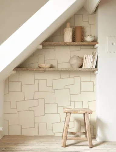 Casadeco Matera vlies, vinyl anyagú, beige, barna színű, textilhatású, geometriai, Modern tapéta
