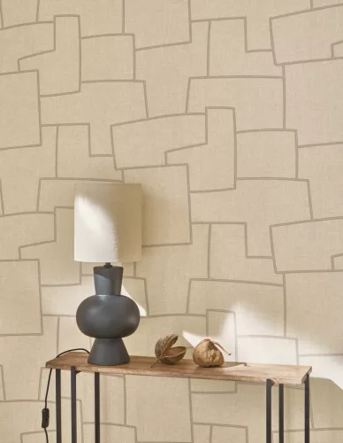 Casadeco Matera vlies, vinyl anyagú, barna színű, textilhatású, geometriai, Modern tapéta