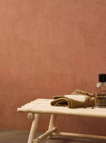Casadeco Matera vlies, vinyl anyagú, terrakotta színű, struktúrált, foltos, Modern tapéta