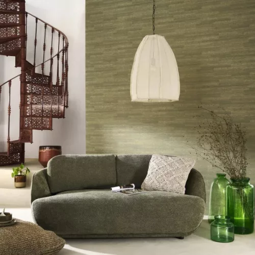 Casadeco Matera vlies, vinyl anyagú, zöld színű, foltos, csíkos, Modern tapéta