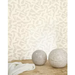   Casadeco Matera vlies, vinyl anyagú, törtfehér, szürke színű, absztrakt, geometriai, textilhatású, Modern tapéta