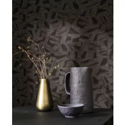   Casadeco Matera vlies, vinyl anyagú, fekete, szürke, barna színű, absztrakt, geometriai, textilhatású, Modern tapéta